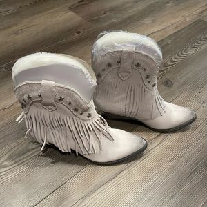 Fringe Suede Booties - Brand New